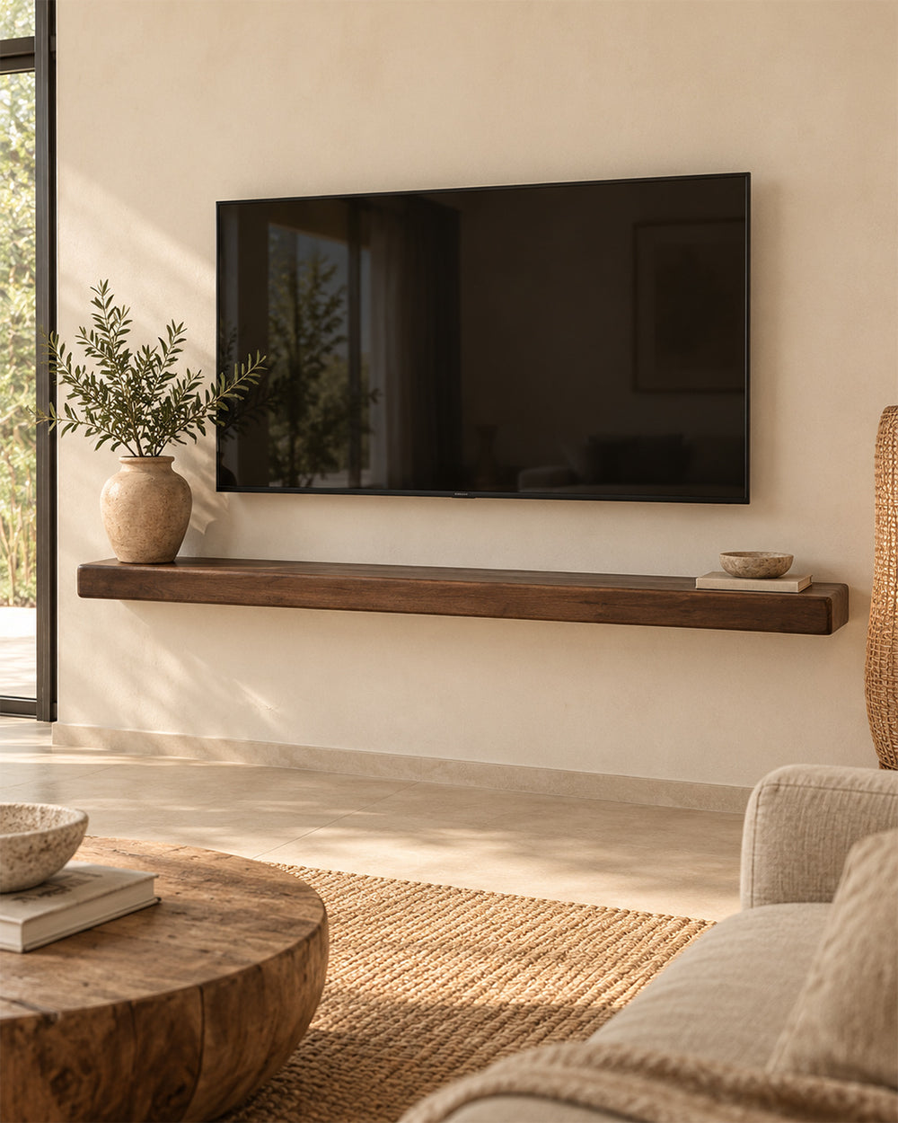 מדף צף TV אגוז