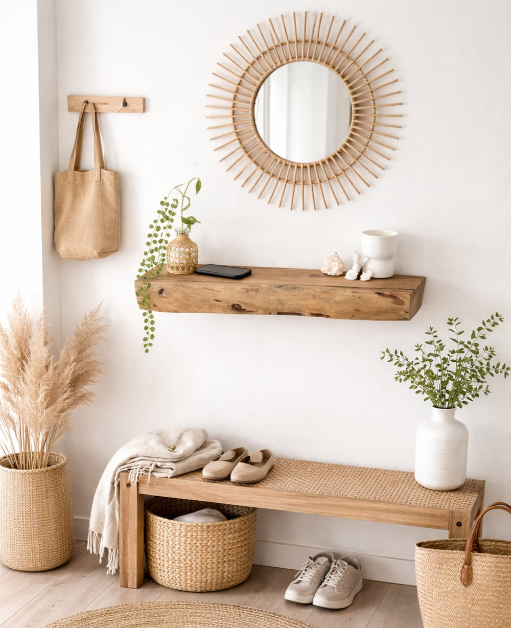 מדף עץ השיטה עם מגירה - 90 ס