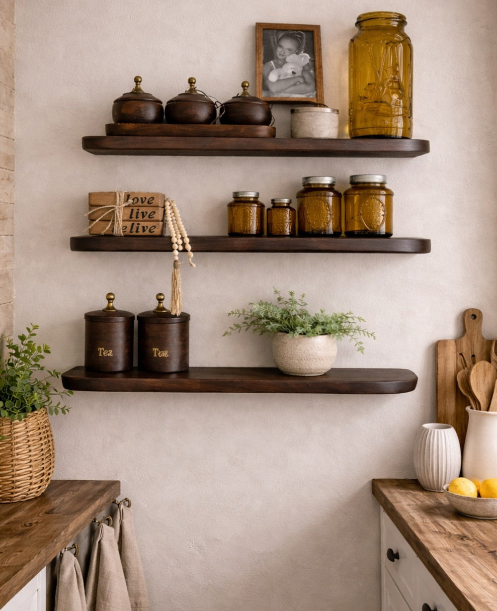 מדף צף מנגו אגוז