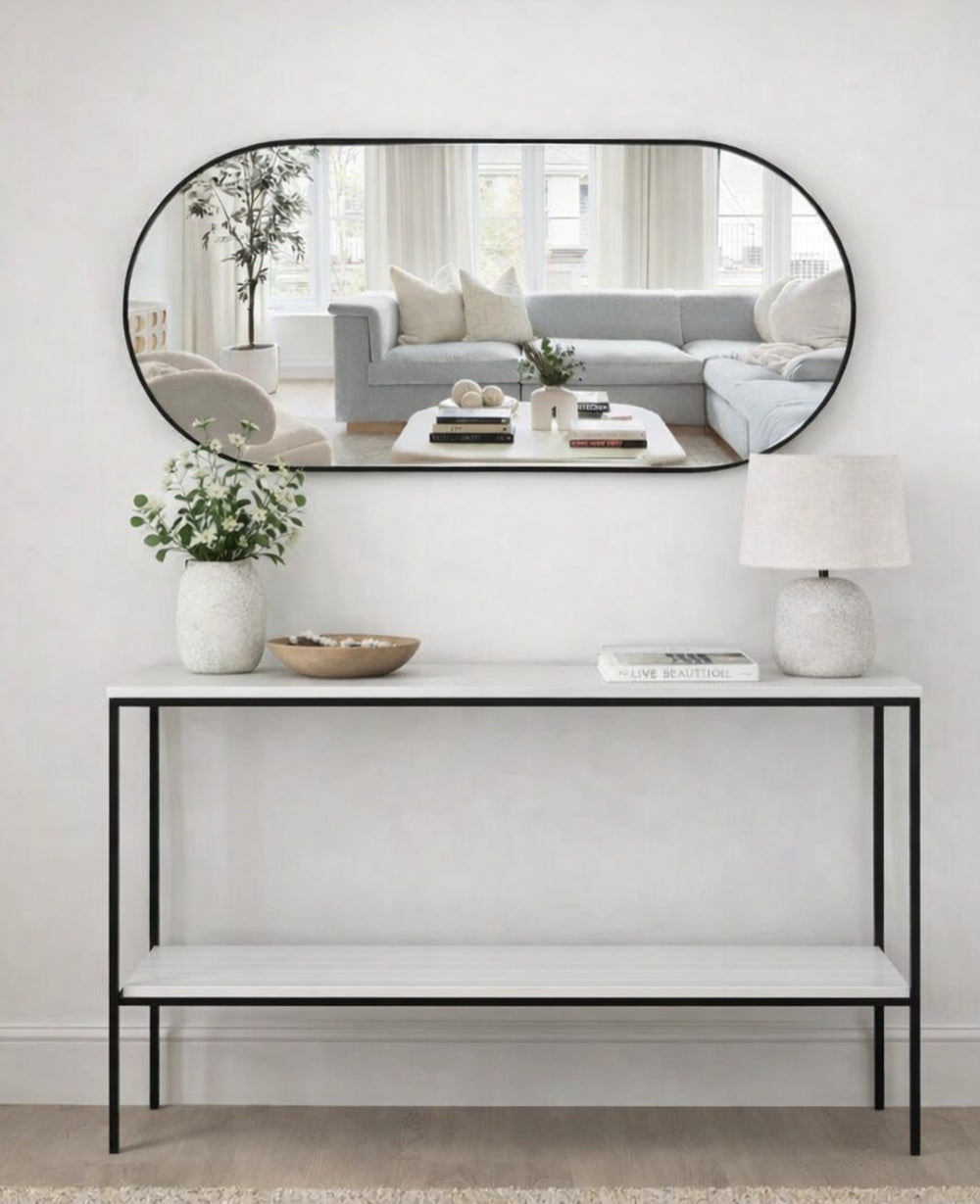 מראת קיר מתכת אובלית