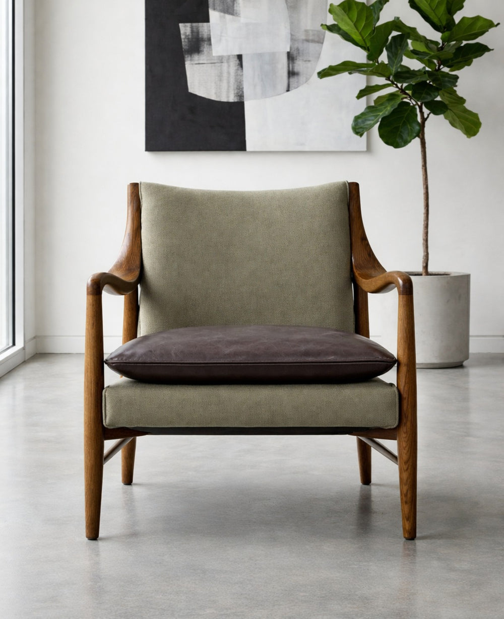 ירוק כורסא MOBUS בשילוב עור