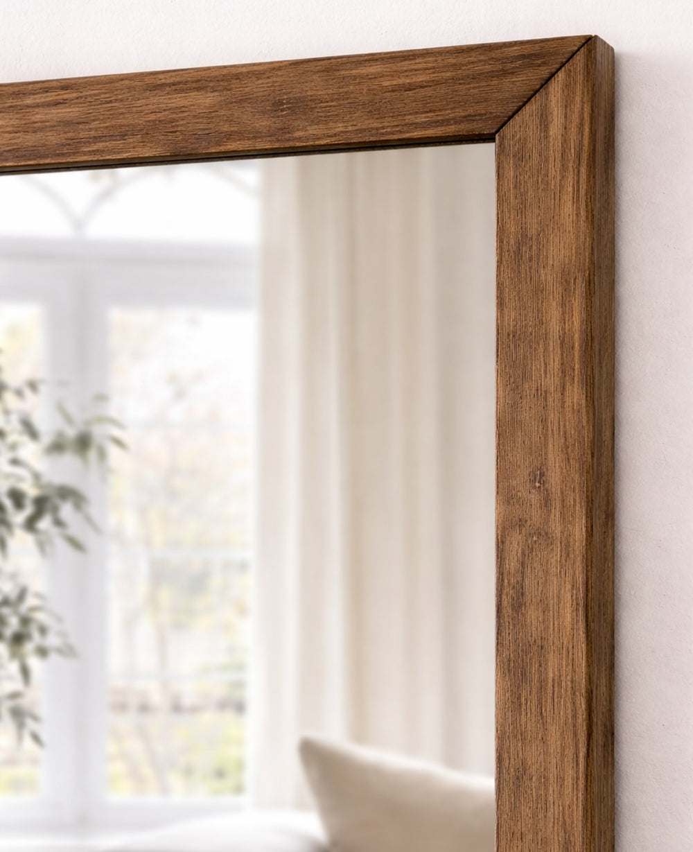 מראת קיר מלבנית עץ מלא